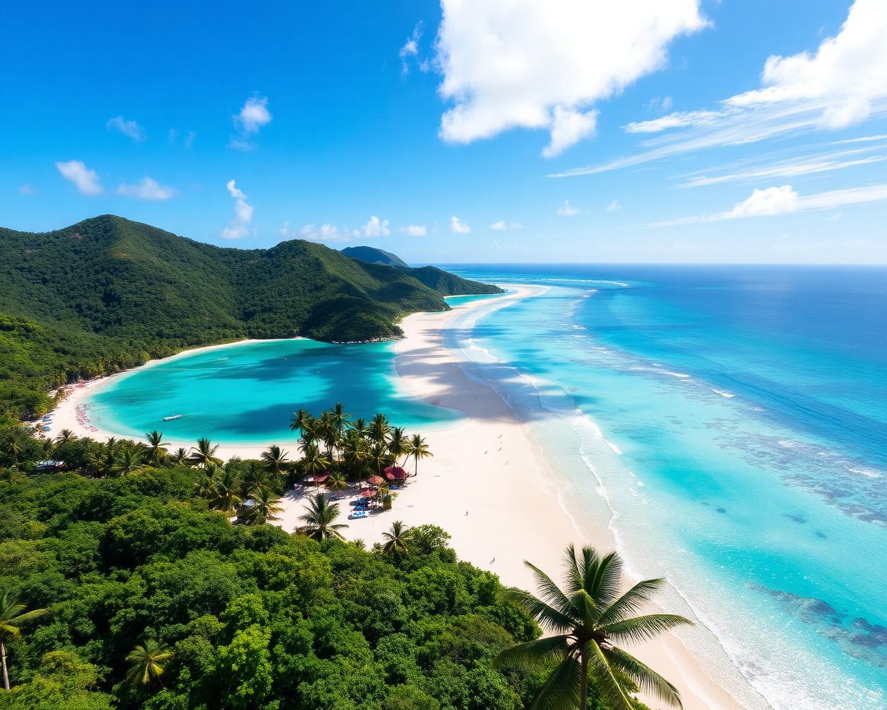 Plage paradisiaque de Guadeloupe avec eau turquoise